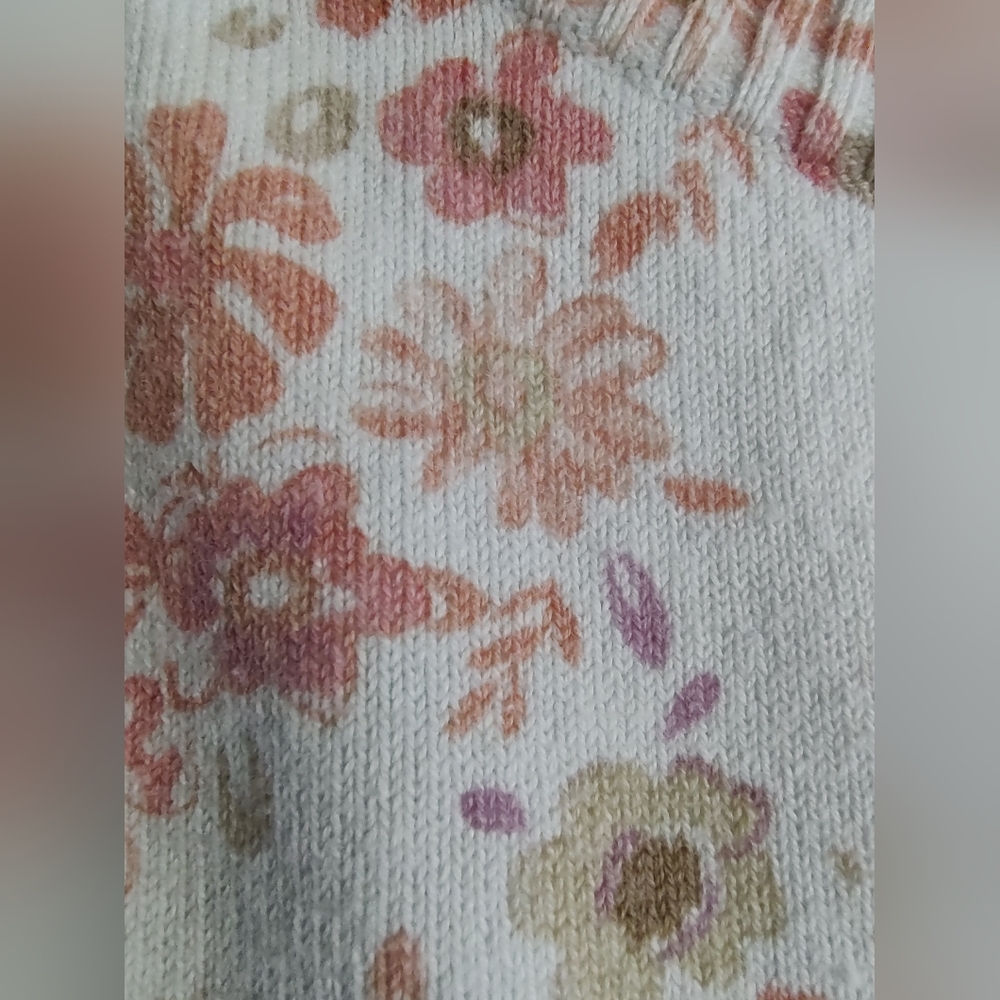Pink Purple & White Floral Print Spring Cardigan Basic Editions SZ Small Medium - Picture 7 of 10